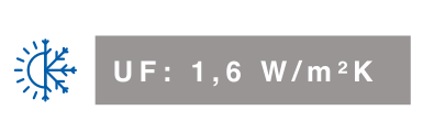 Propiedades térmicas UF: 1,6 W/m²K